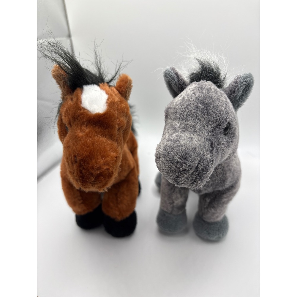 Ganz Webkinz Plush Horse Lot Brown Chestnut Grey Stuffed Animal Ponies 8-9in